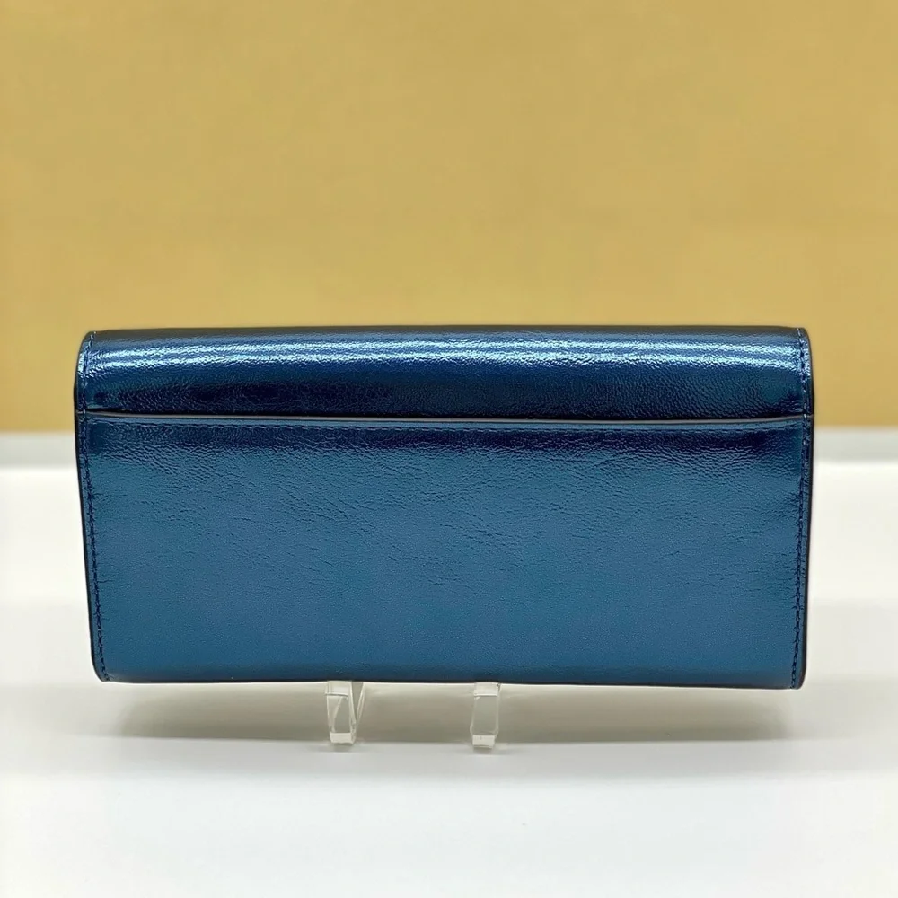 Michael Kors Jet Set Travel Envelope LG Continental Wallet Metallic Teal